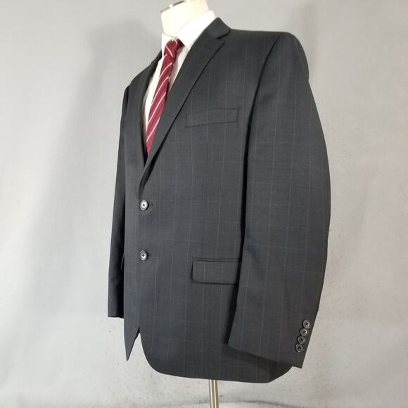 Michael Strahan suit men's 46R black window pane Wool Blend Pants 46x28 - Picture 6 of 11